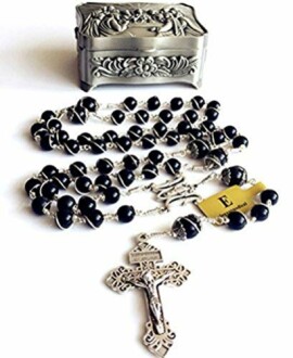 Silver Wire Wrap Black Obsidian Rosary