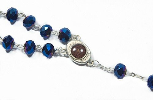 Blue beaded rosary with metal centerpiece