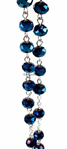 Blue crystal bead garland on a white background