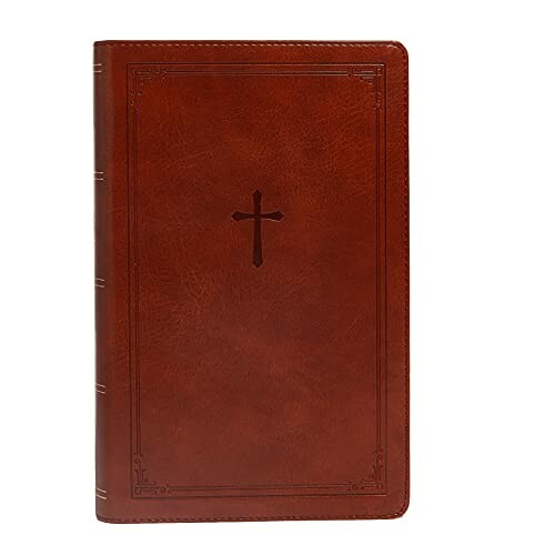 Brown leather cover with embossed cross