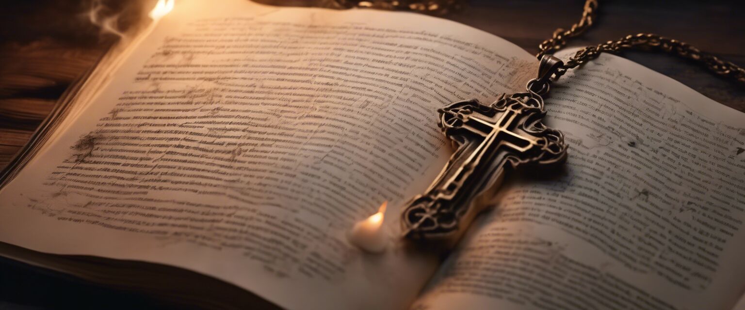 Book and cross pendant