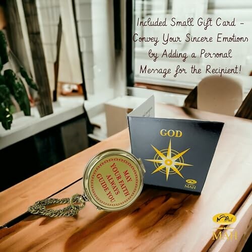 Compass gift set with a small card for personal messages.