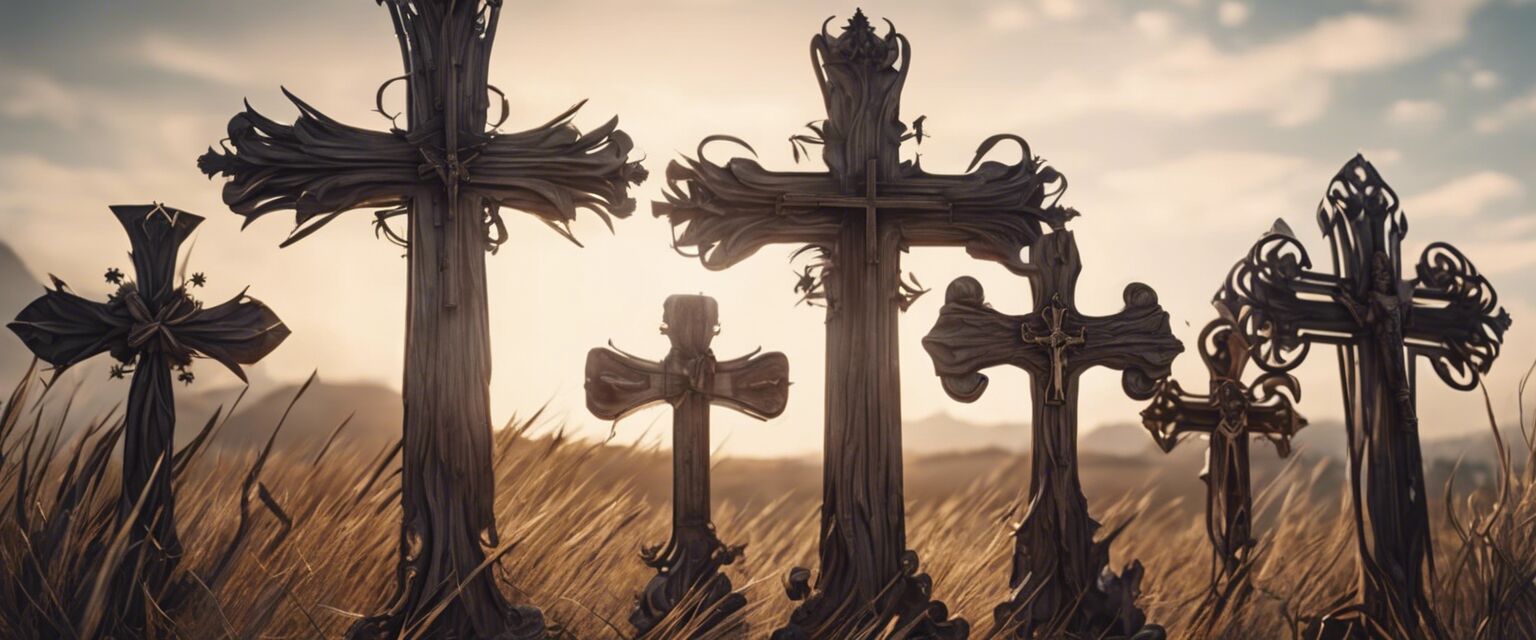 Decorative crosses in a display