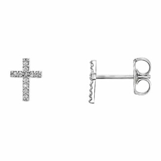 Platinum Diamond Tiny Cross Earrings