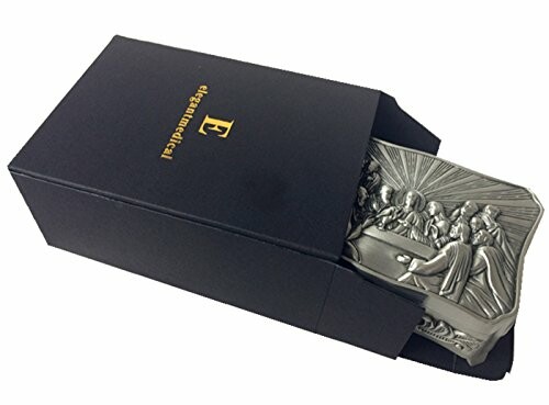 Elegant metal Last Supper relief partially in a black box.