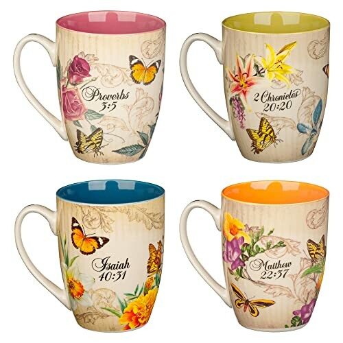 Christian Art Gifts Novelty Floral Mug Set