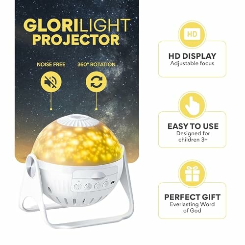 Galaxy light projector with HD display, easy to use, perfect gift.