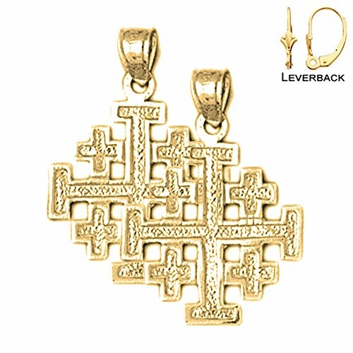 Gold cross-shaped earrings with leverback design.