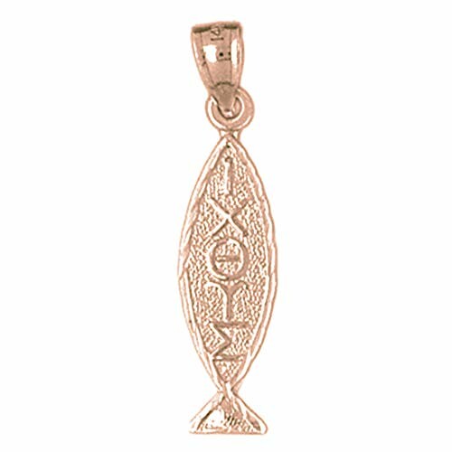 Gold ichthys fish pendant with engraved letters