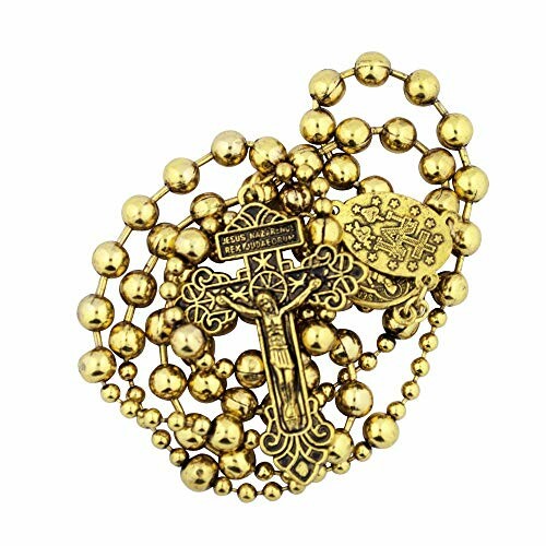 Golden rosary beads with a crucifix