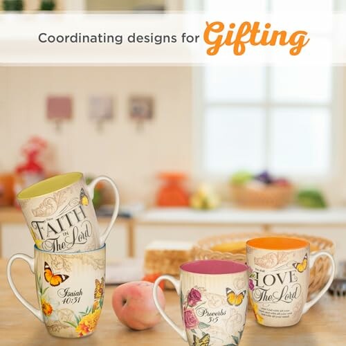 Inspirational mugs with faith and love quotes for gifting.