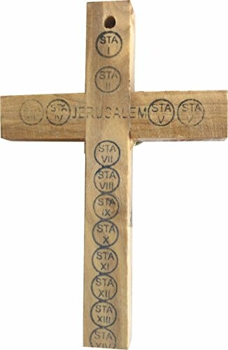 Wooden crucifix with Stations of the Cross inscriptions