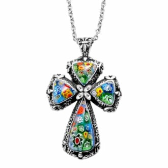 Rainbow Cross Necklace