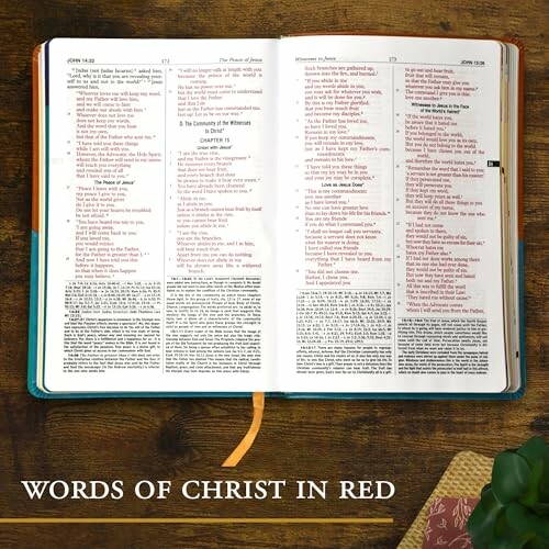 Open Bible with words of Christ in red