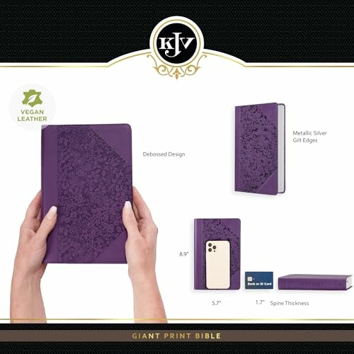 Purple KJV giant print Bible with vegan leather and debossed design