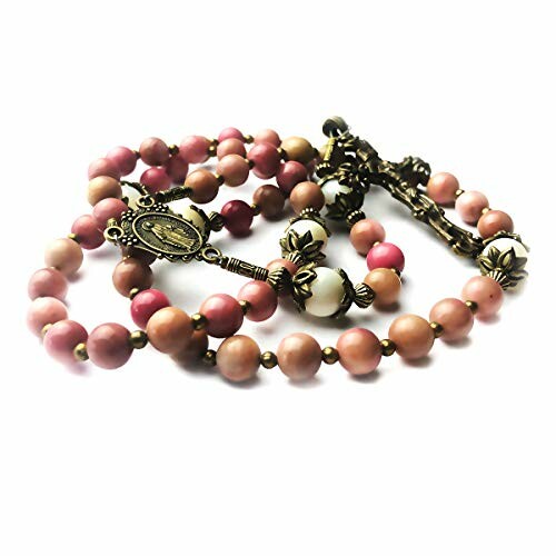 Pink Rhodonite and Mother of Pearl Stone Rosary