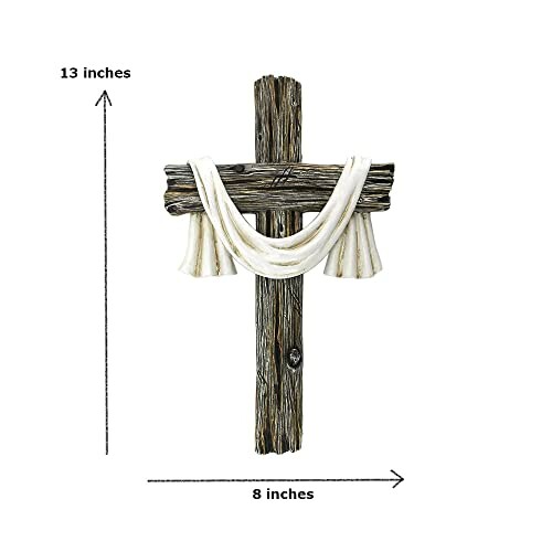 Comfy Hour Faith and Hope Collection Faux Wood Design White Scarf Wall Cross