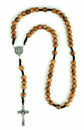 Wooden rosary beads with a silver crucifix.